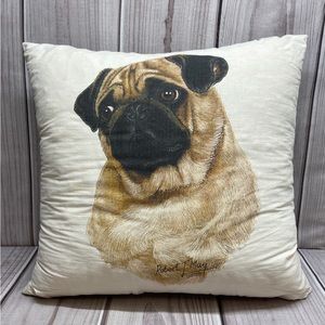 Robert May Pug Pillow Approximately 17” x 17”